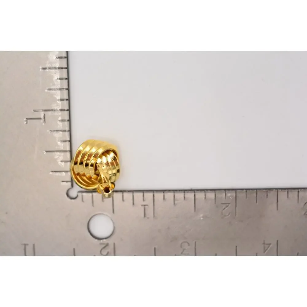 Vintage Clip On Earrings Knot Tie Stud Gold Huggie Round Metallic 1980s BinAA